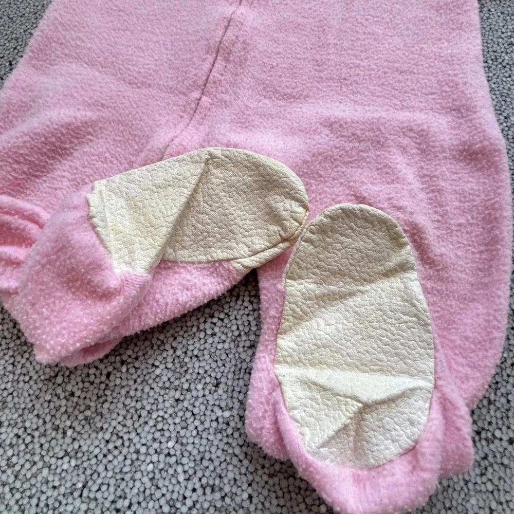 Carter's Footed Sleeper Baby 1Y Pink Fleece USA Made Vintage Jama Blanket Retro